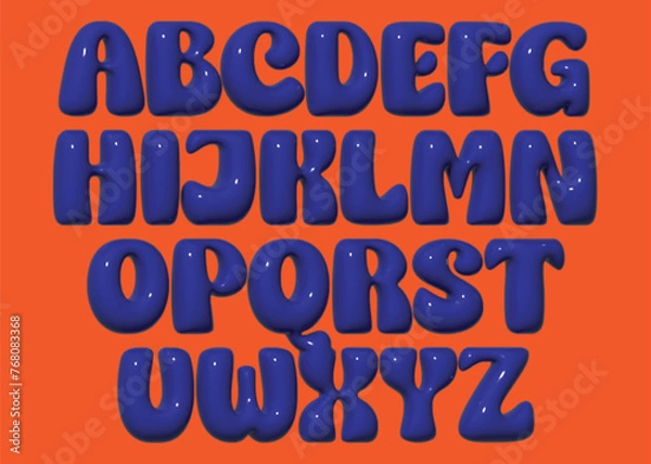 Fototapeta All Alphabet 3d Inflated Text Effect A to Z