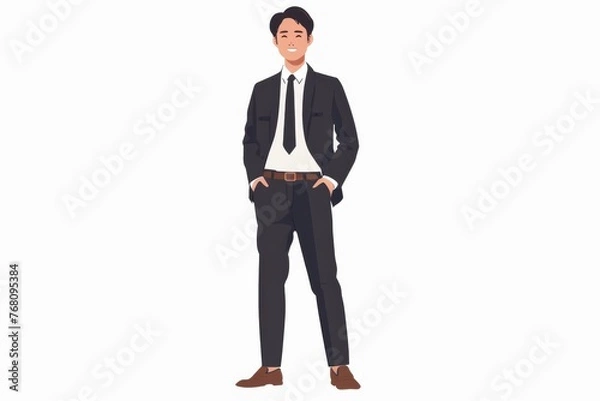 Obraz 正面の笑顔の日本人の男性ビジネスマン（白背景・サラリーマン・スーツ）