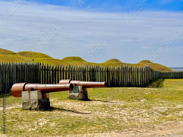 Obraz Cannons at Fort Fisher National Historic Site in North Carolina