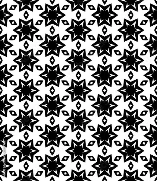 Fototapeta Black and white seamless abstract pattern. Background and backdrop. Grayscale ornamental design.