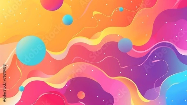 Obraz Abstract colorful gradient background with fluid shapes and circles. This vibrant and dynamic backdrop is perfect for any creative project.