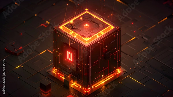 Obraz Digital Infrastructure: 3D Cybernetic Structure and Data Interconnection