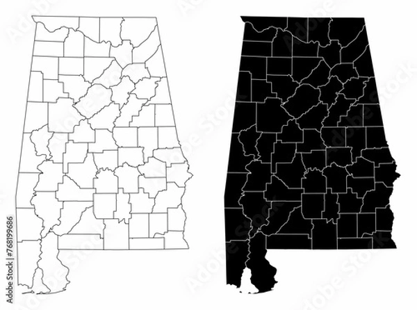 Obraz Alabama administrative maps