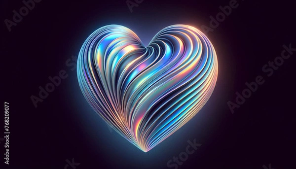 Fototapeta Abstract Neon Lines Heart Shape on Dark Background. 4K Wallpaper Cool Background