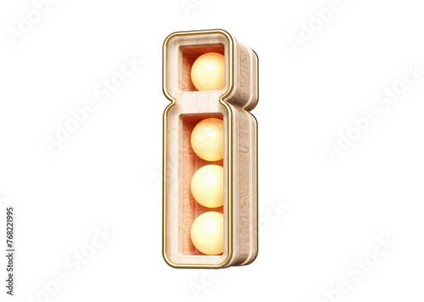 Fototapeta Wooden marquee light in the shape of exclamation point. High quality 3D rendering.