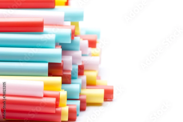 Obraz colorful Straw on White background