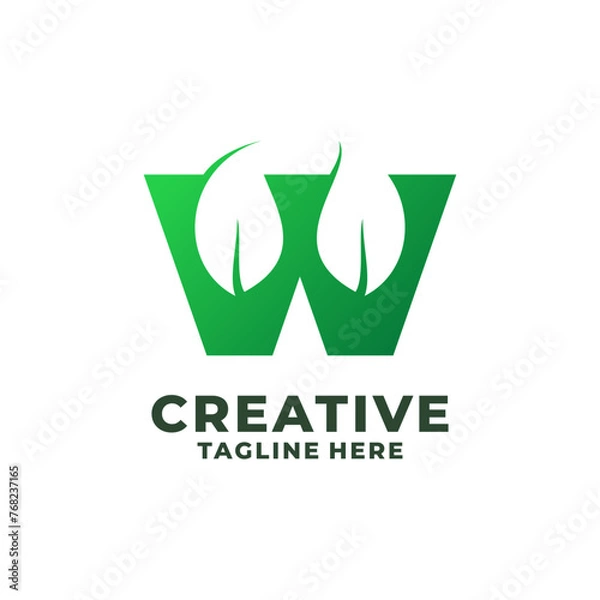 Fototapeta Trend Initial Letter W With Leaf Logo Vector