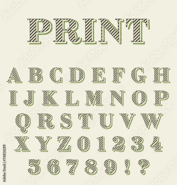 Obraz Print technique retro alphabet