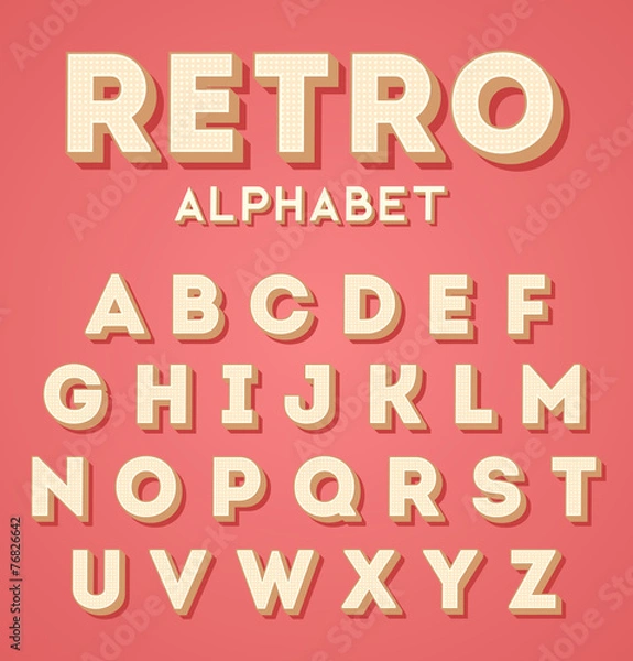 Fototapeta Colorful retro 3d characters set