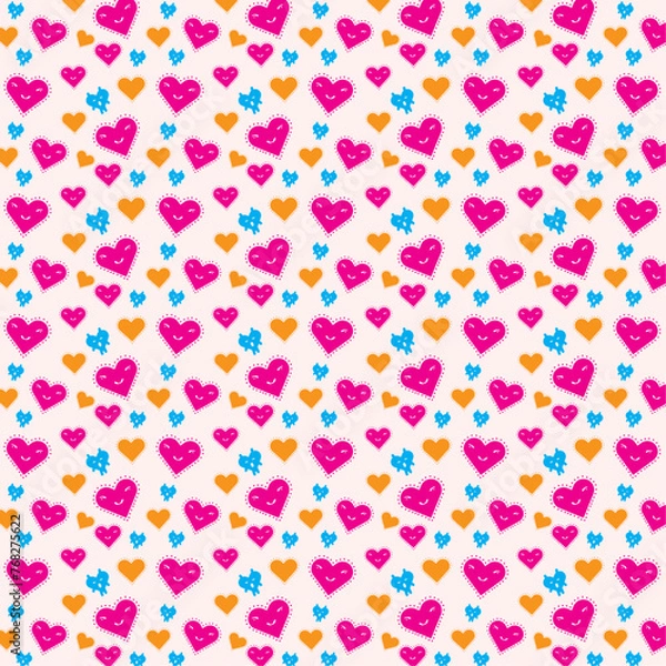 Fototapeta Hand drawn flat design conversation hearts pattern