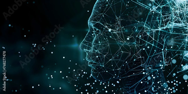 Fototapeta Artificial intelligence. Technology web background, artificial intelligence in the cloud, artificial intelligence in data