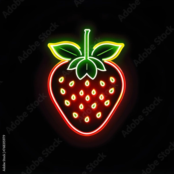 Obraz Yellow Neon Strawberry Icon: Adding a Sunny Twist to Your Creations(Generative AI)