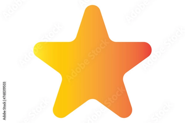 Obraz A bright orange and yellow gradient five-pointed star icon is isolated on a plain white background for design use.