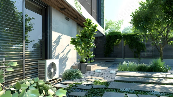 Obraz Modern, energy efficient air conditioning, energy saving solution in the backyard	

