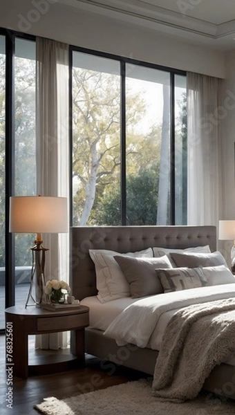 Fototapeta Tranquil Retreat: Sophisticated Bedroom with Plush Textures