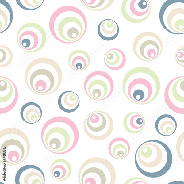Fototapeta Seamless retro soft circles pattern over white