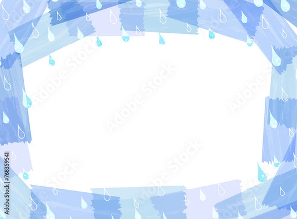 Fototapeta 水彩風の雨のイメージイラストフレーム