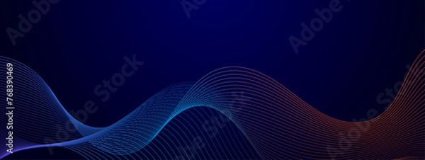 Fototapeta Green blue and purple violet vector abstract modern technology background with glowing line. Future technology concept. Horizontal banner template. Vector illustration