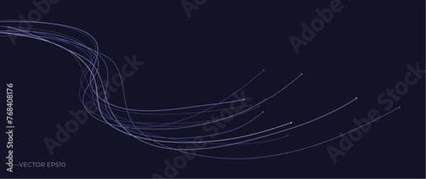 Fototapeta abstract blue wavy line data flow, artificial intelligence vector eps10 illustration for background