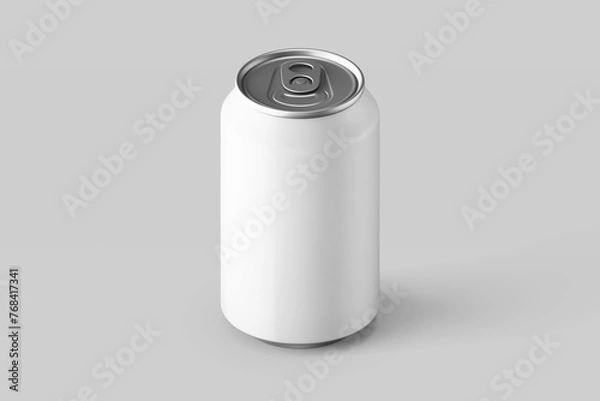 Fototapeta premium blank standing matte aluminum metal soda energy drink can canister regular size 330 ml 11.2 oz beverage product mockup design template in front view isolated 3d render illustration