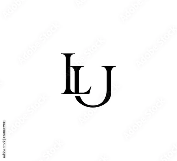 Fototapeta Initial Letter Logo. Logotype design. Simple Luxury Black Flat Vector LU