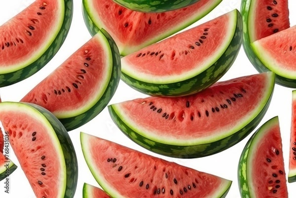 Fototapeta bunch of falling Watermelons isolated on white background