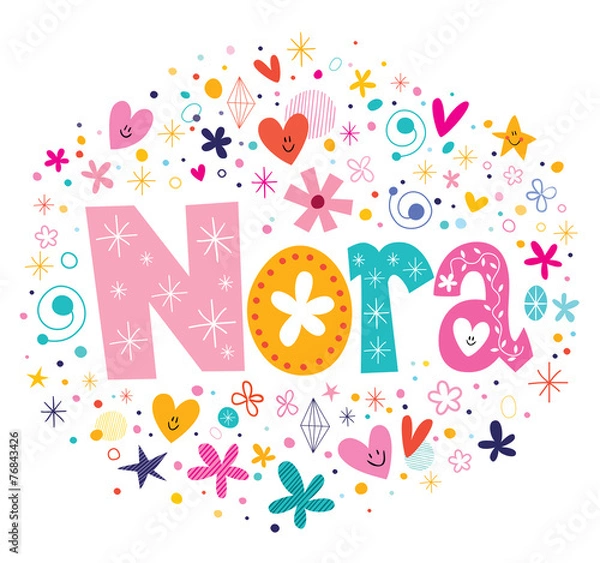 Fototapeta Nora female name design decorative lettering type