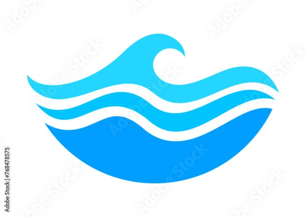 Fototapeta water waves symbol, wave water ripple flow for graphic, water splash shape