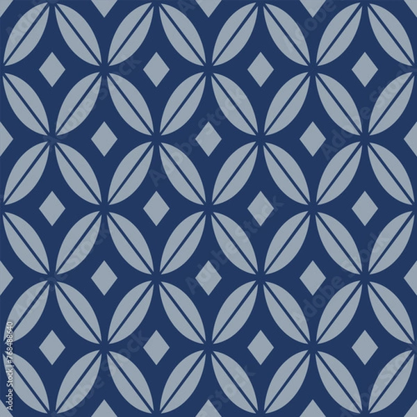 Fototapeta Japanese Ellipse Diamond Flower Vector Seamless Pattern