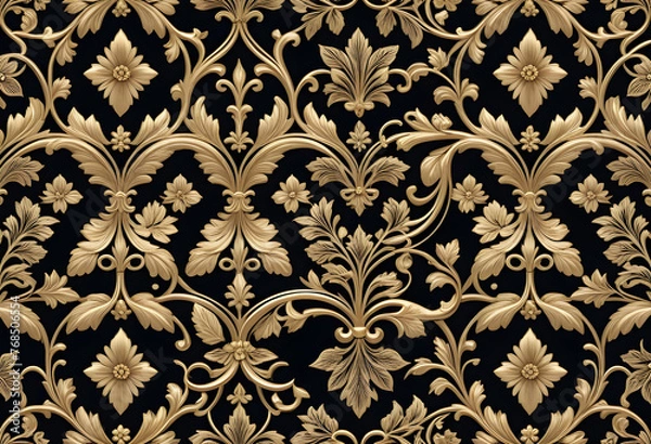 Obraz Seamless elegant golden leaf illustration