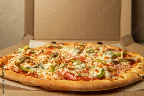 Obraz pizza on the table close-up selected focus