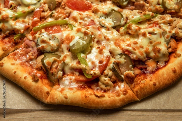 Obraz pizza on the table close-up selected focus
