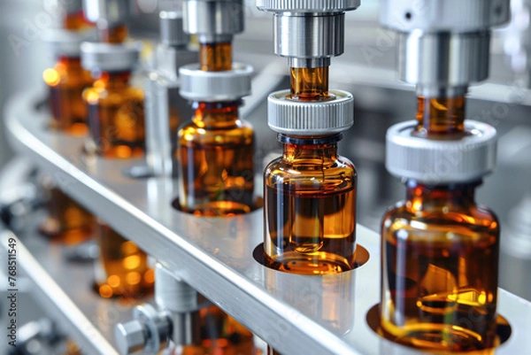 Obraz Delivery system in pill manufacturing factory, healthcare health concept illustration background