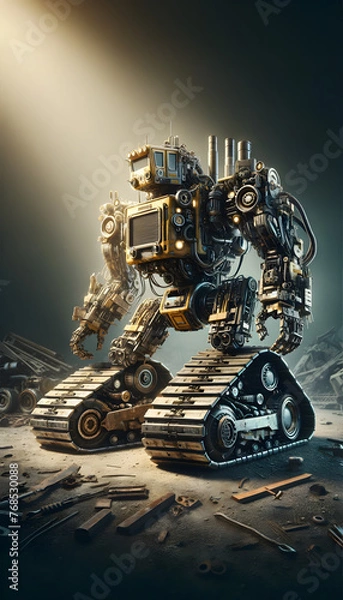 Obraz Robot made from dozer parts, builder robot