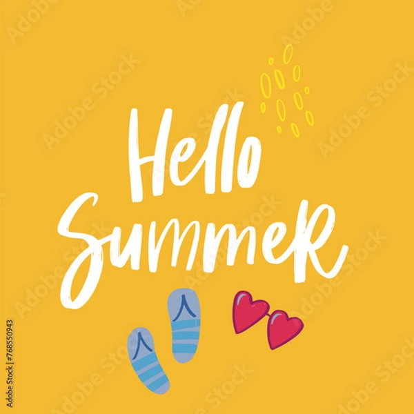 Obraz hello summer lettering and illustration