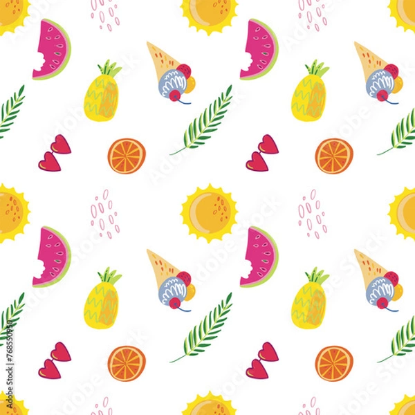 Fototapeta summer simple pattern hand drawning