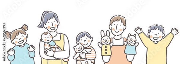 Obraz 笑顔のこどもたちと保育士