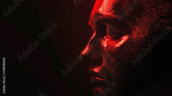 Obraz Intense Close-Up of Face in Red and Blue Light