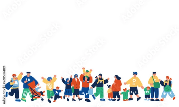 Fototapeta 子育てをする人々のシンプルでフラットなイラスト
