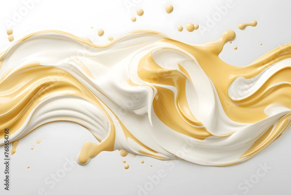 Fototapeta Twisted milk or white cream splash isolated on a white background