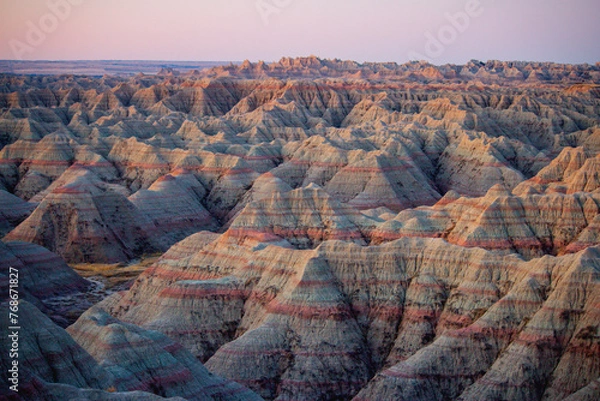 Obraz The beautiful Badlands National Park in South Dakota with sunset view in the background