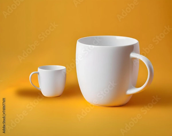 Fototapeta one small cup and big cup next to each other, green background Ai generative 