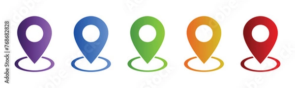 Obraz Pointer icon set.GPS navigation pointer. Geolocation signs set. Location map