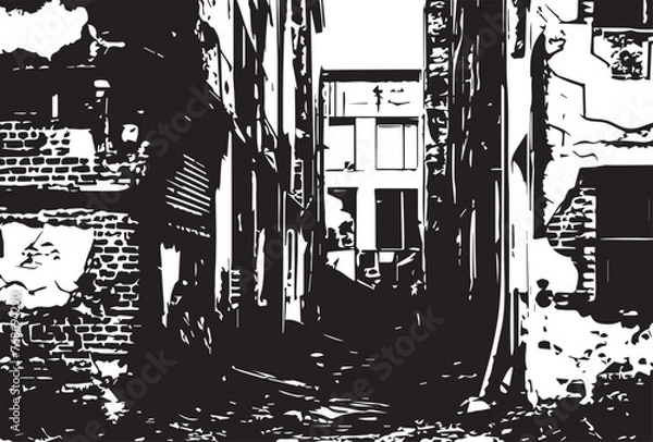 Obraz Urban Erosion: Grunge Buildings Texture