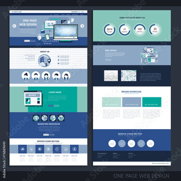 Fototapeta modern technology one page website design