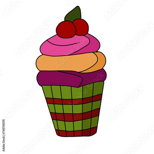 Fototapeta cupcake with cherry on top
