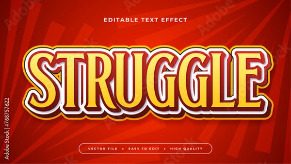 Fototapeta White yellow and red struggle 3d editable text effect - font style