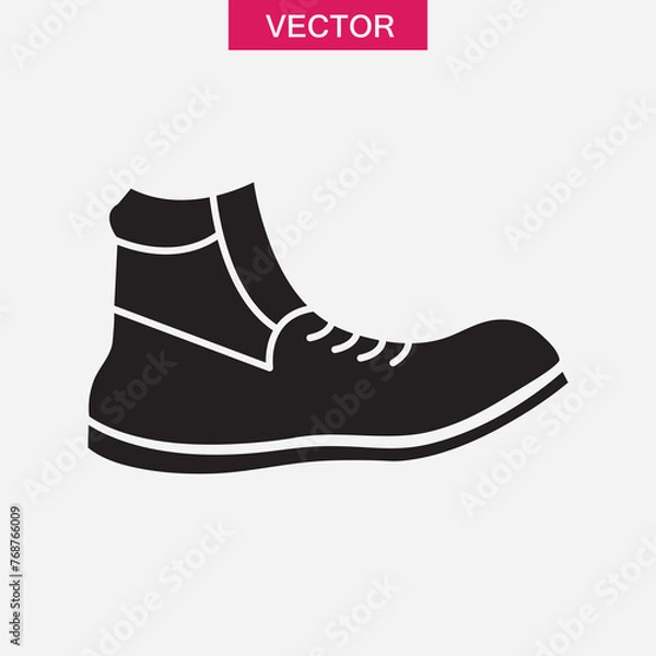 Fototapeta Hiking boot vector icon.  filled flat Mens boots shoe glyph trendy style illustration on white background..eps