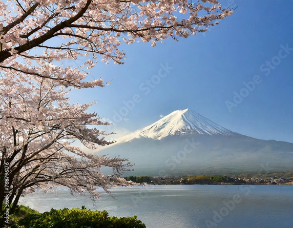 Fototapeta 富士山と満開の桜