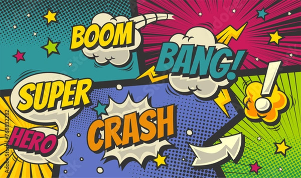 Obraz Colorful comic cartoon panel with speech bubble expression